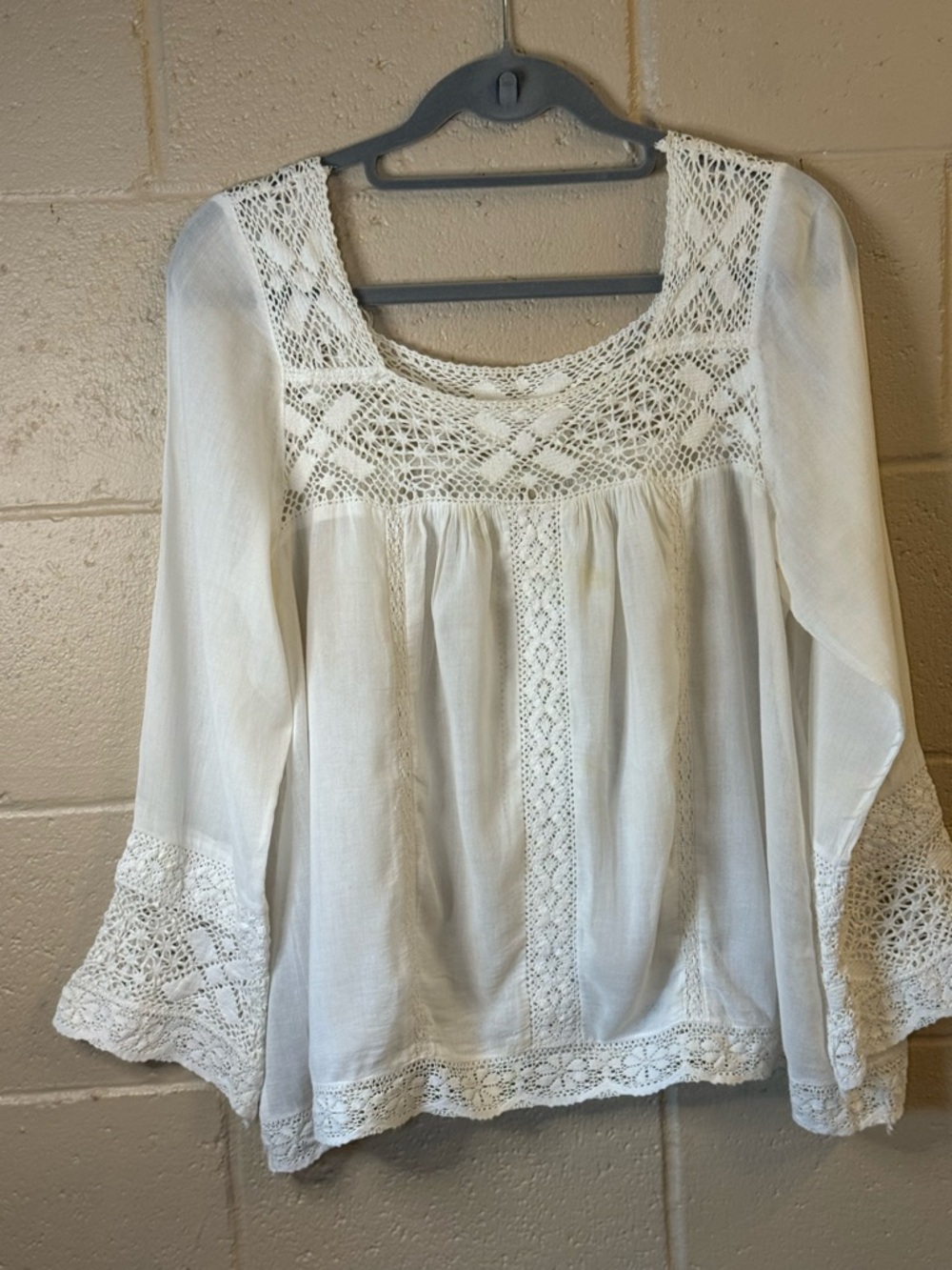 Vintage Spell Designs Sunday Feels Lace Trim Blouse in Medium - Picture 5 of 16
